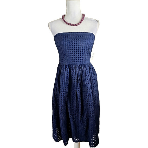 Old Navy ~Woman Size 8~ Navy Blue Strapless Mini Dress Cotton NWT. - Picture 11 of 12